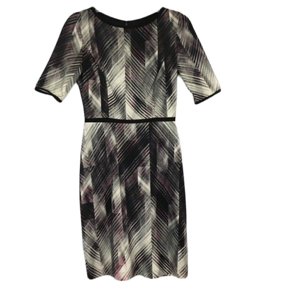 Vince Camuto Black, White & Pale Pink Graphic Sheath Dress - Picture 2 of 13
